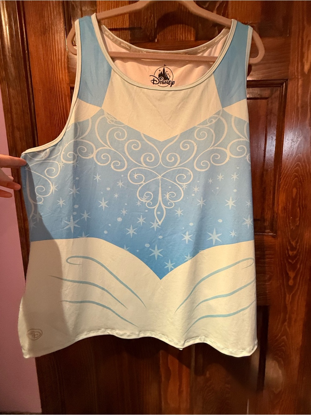 Disney Light Blue and White Frozen-Inspired Women's Tank